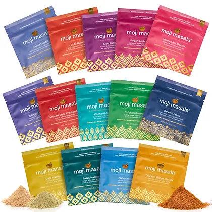 Complete Indian Spice Gift Set – All 14 Blends for Meat, Fish, Vegetable & Rice Dishes | Pre-Measured, 14 Recipes | moji masala®