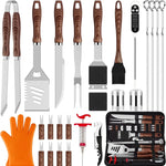 26Pcs Grilling Accessories Kit for Men Women, Stainless Steel Heavy Duty BBQ Tools with Glove and Corkscrew, Grill Utensils Set